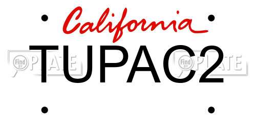 TUPAC2 California License Plate