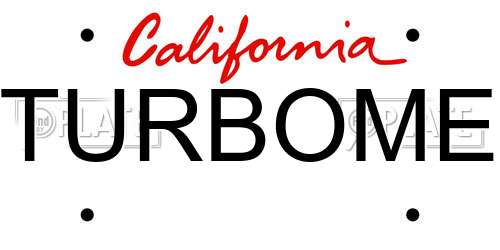 TURBOME California License Plate