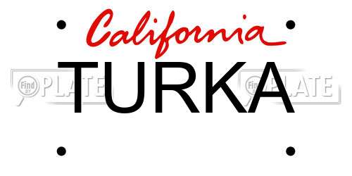 TURKA California License Plate