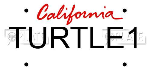 TURTLE1 California License Plate