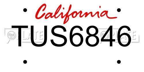 TUS6846 California License Plate