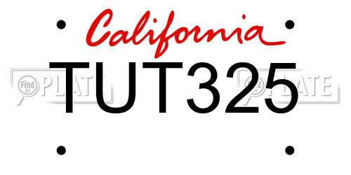 TUT325 California License Plate