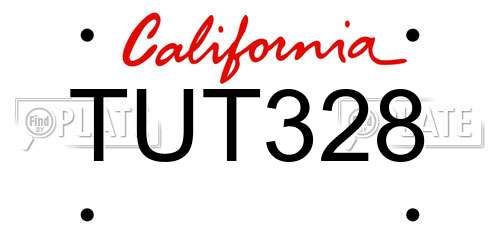TUT328 California License Plate