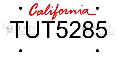 TUT5285 California License Plate