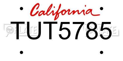 TUT5785 California License Plate