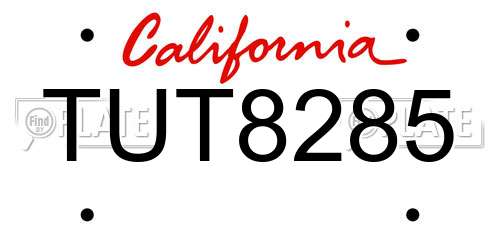 TUT8285 California License Plate