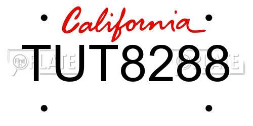 TUT8288 California License Plate