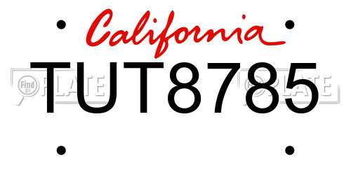 TUT8785 California License Plate