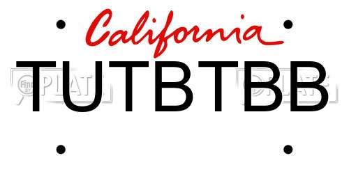 TUTBTBB California License Plate
