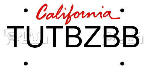 TUTBZBB California License Plate