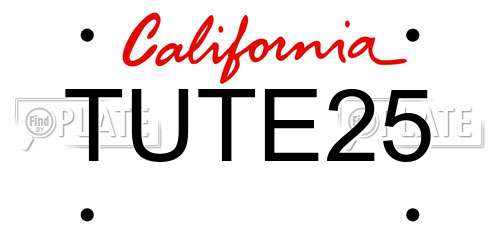 TUTE25 California License Plate