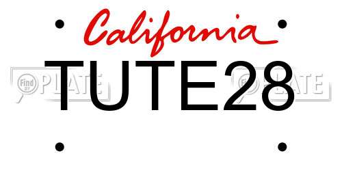 TUTE28 California License Plate