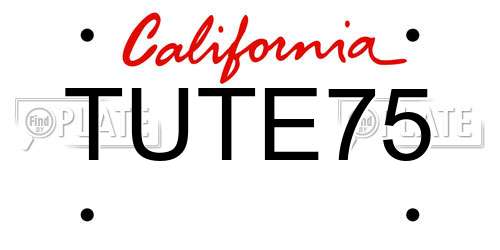 TUTE75 California License Plate