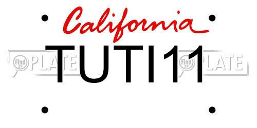 TUTI11 California License Plate