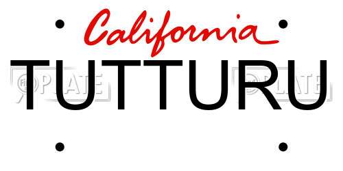 TUTTURU California License Plate
