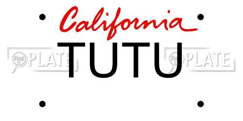 TUTU California License Plate