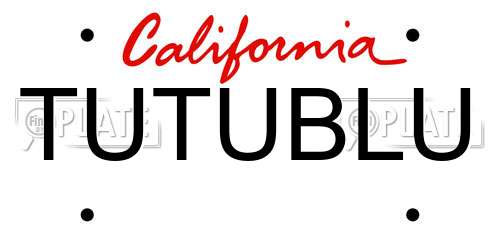 TUTUBLU California License Plate