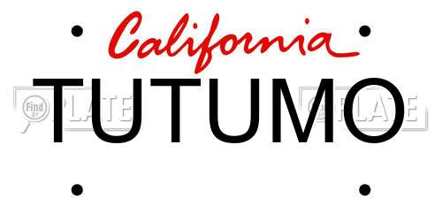 TUTUMO California License Plate