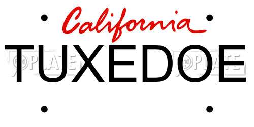 TUXEDOE California License Plate