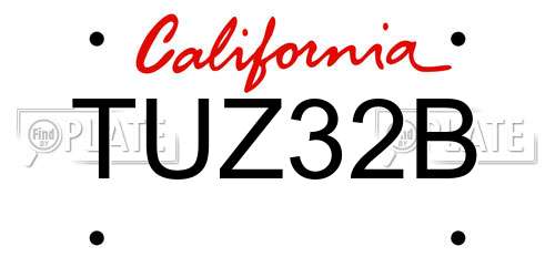 TUZ32B California License Plate