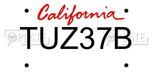 TUZ37B California License Plate
