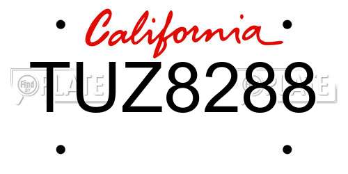 TUZ8288 California License Plate