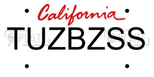 TUZBZSS California License Plate