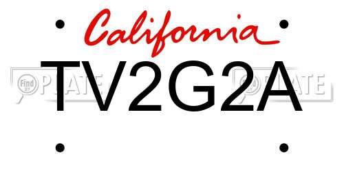 TV2G2A California License Plate