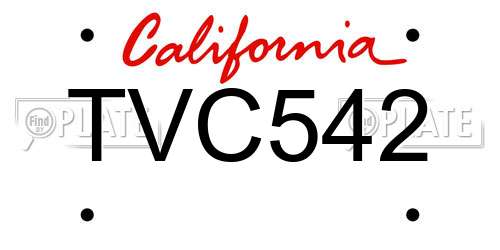TVC542 California License Plate