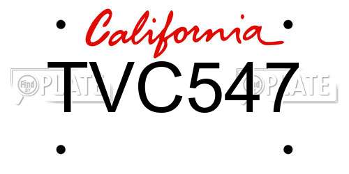 TVC547 California License Plate