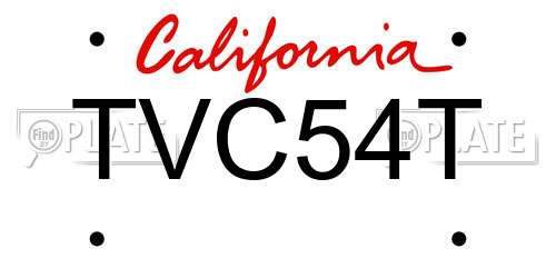 TVC54T California License Plate