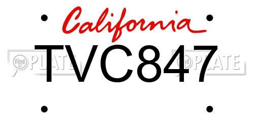 TVC847 California License Plate