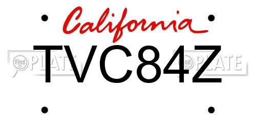 TVC84Z California License Plate
