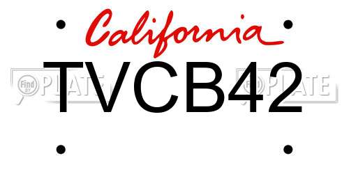 TVCB42 California License Plate