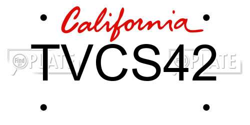 TVCS42 California License Plate