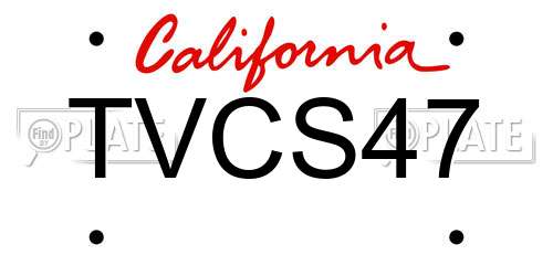 TVCS47 California License Plate