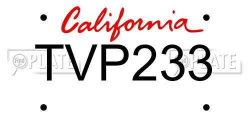 TVP233 California License Plate