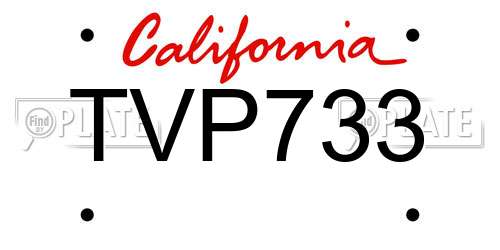 TVP733 California License Plate