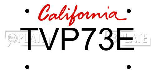 TVP73E California License Plate