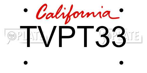 TVPT33 California License Plate