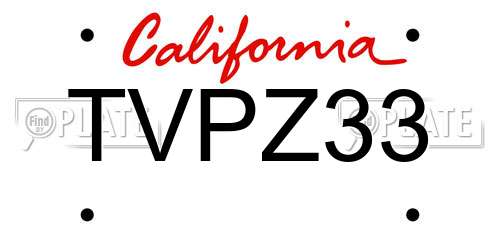 TVPZ33 California License Plate