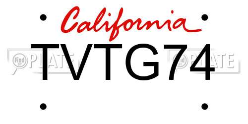 TVTG74 California License Plate