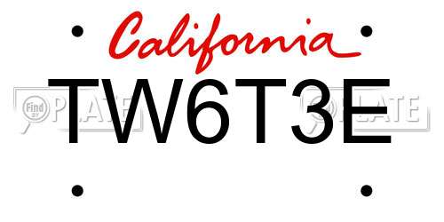 TW6T3E California License Plate
