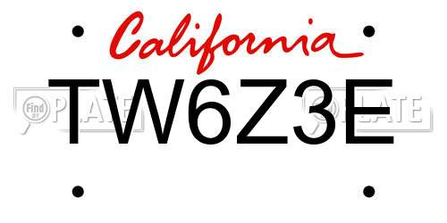 TW6Z3E California License Plate