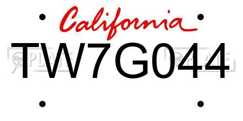 TW7G044 California License Plate