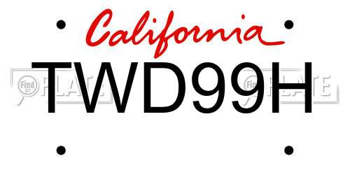 TWD99H California License Plate