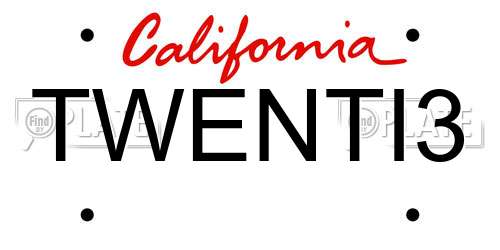 TWENTI3 California License Plate
