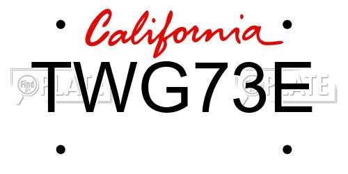 TWG73E California License Plate