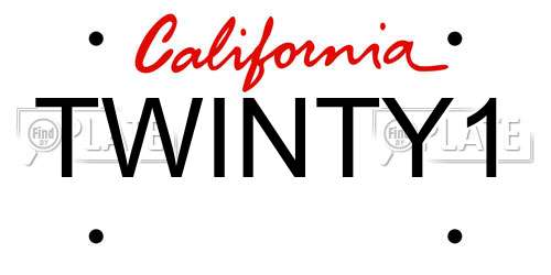 TWINTY1 California License Plate