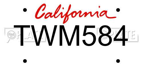 TWM584 California License Plate